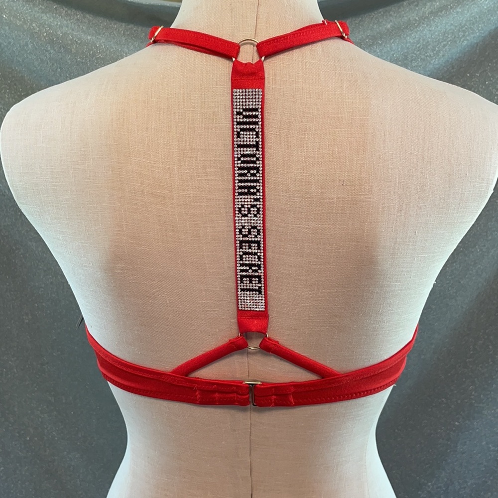 Victoria's Secret Shine Strap Malibu Fabulous Push-Up Swim Top Red 32C